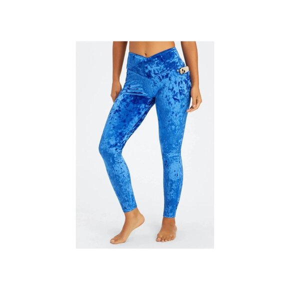 Fabletics Pants - NWT Fabletics Crushed Velour Crossover Legging Celeste Blue M Short Pockets